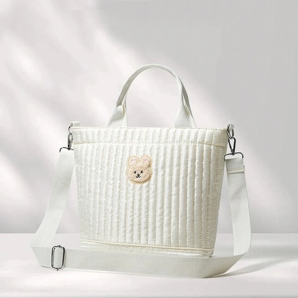 Bunny Quilted Cream Tote 🐰 - Picture 3 of 5